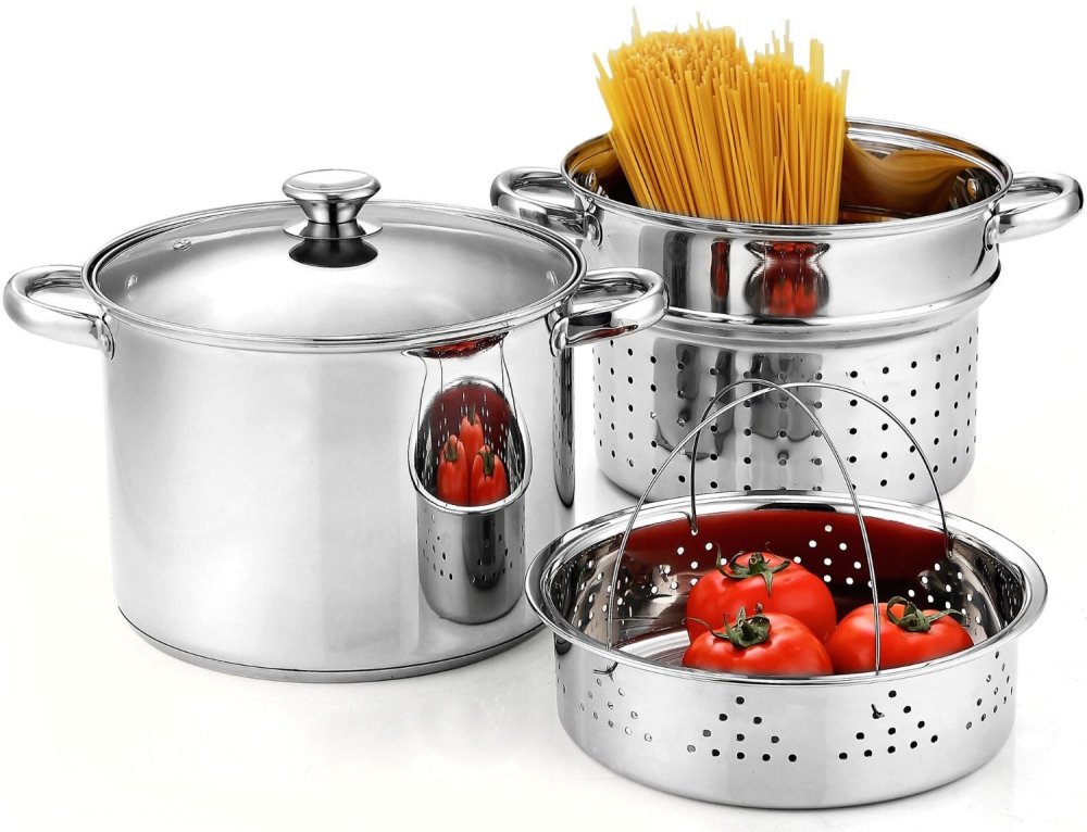Cook N Home Stainless Steel 4-Piece Pasta Cooker Steamer