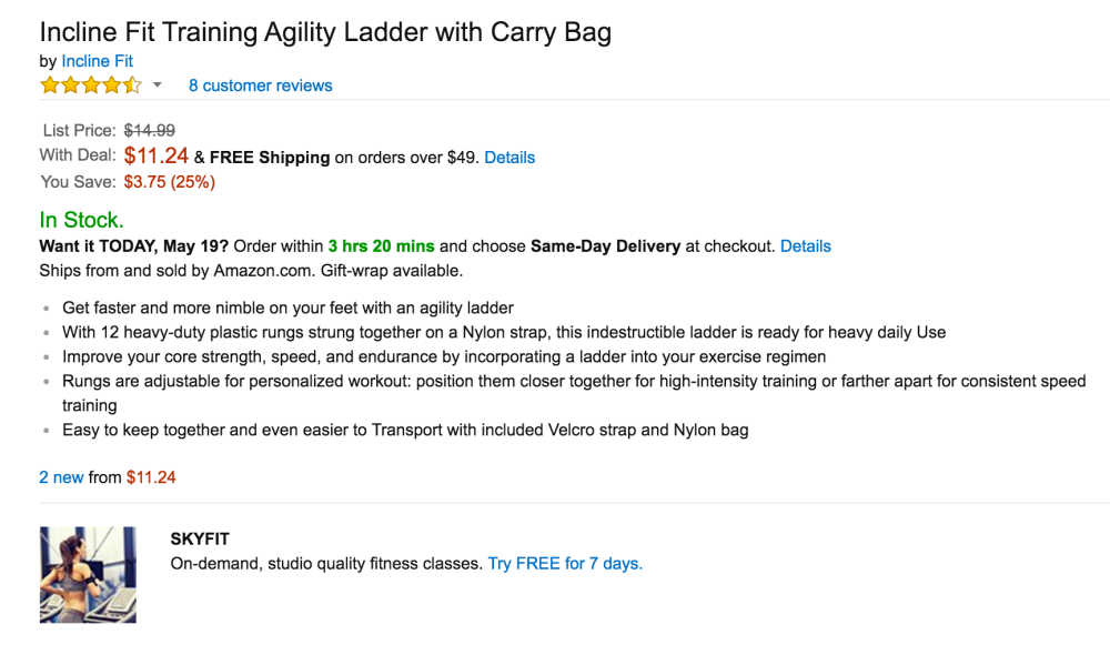 Incline Fit Training Agility Ladder with Carry Bag-2