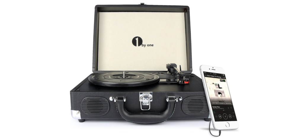 1byone Belt-Drive 3-Speed Portable Stereo Turntable
