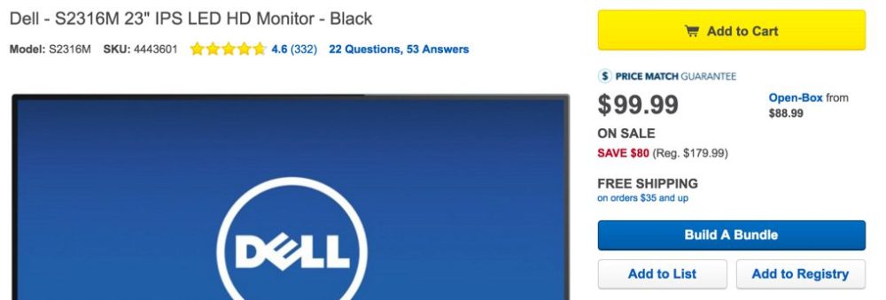 Dell monitor at Best Buy
