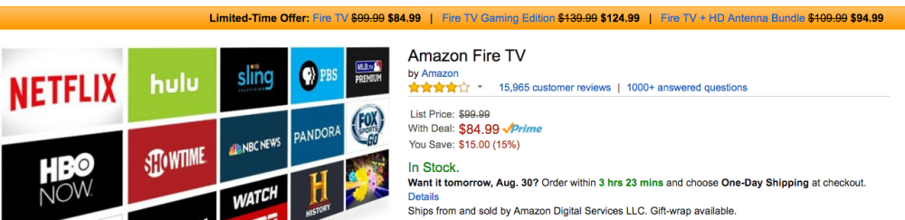 amazon fire tv sale