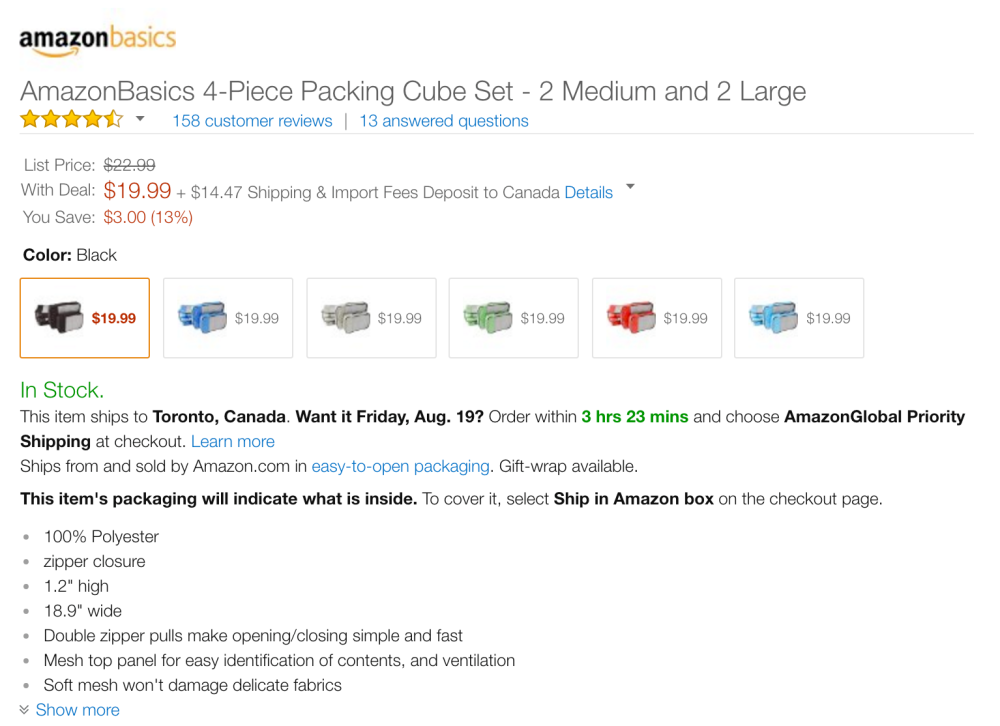 AmazonBasics 4-Piece Packing Cube Set -4
