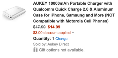 Aukey power bank with QC