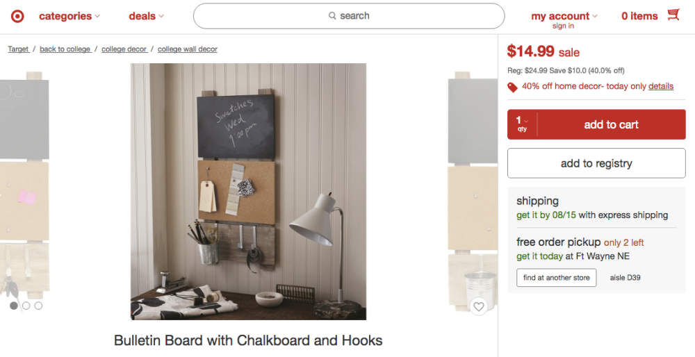 Bulletin Board with Chalkboard and Hooks-12