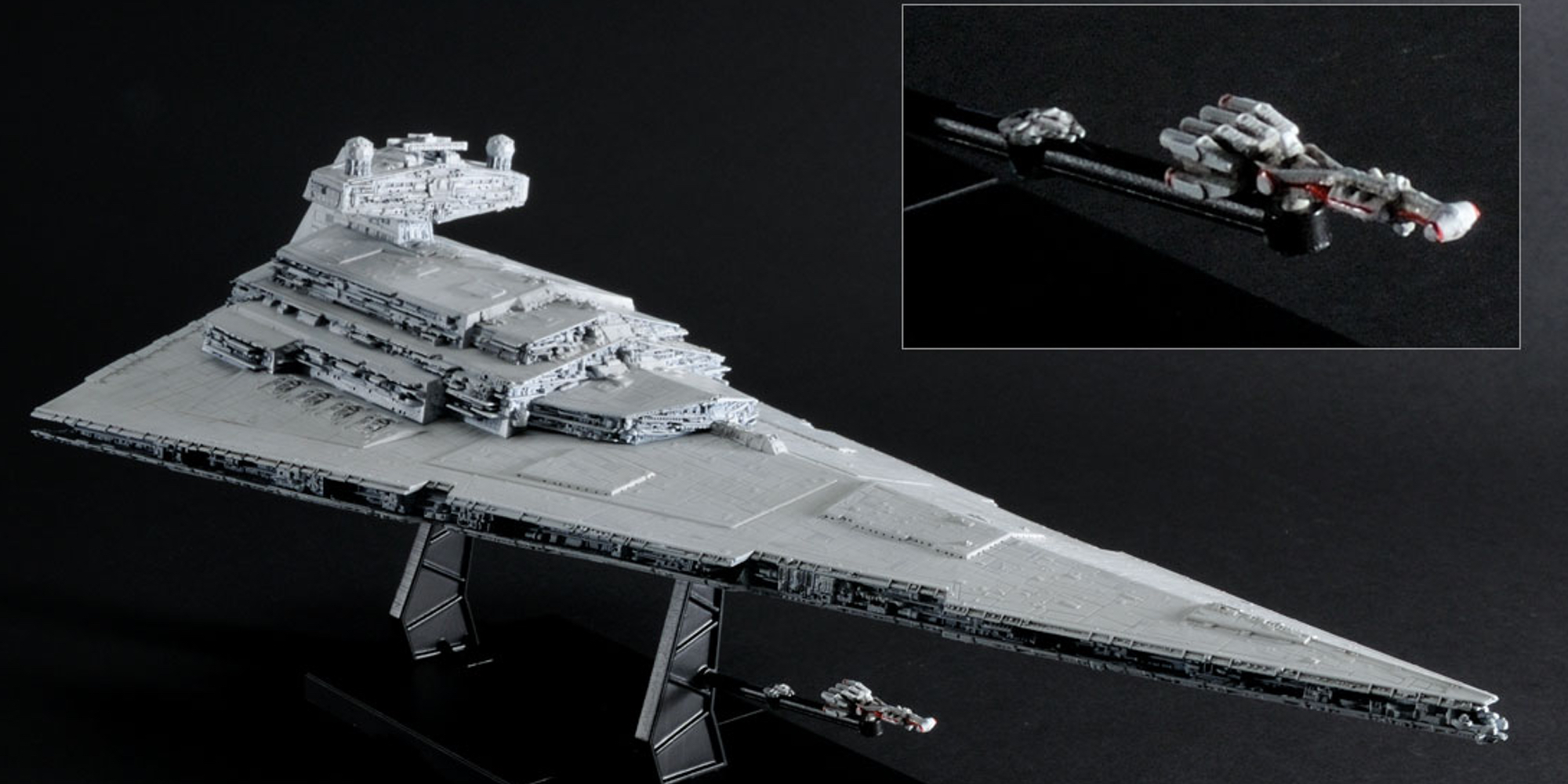 Bandai's Star Destroyer with display stand and miniatures 