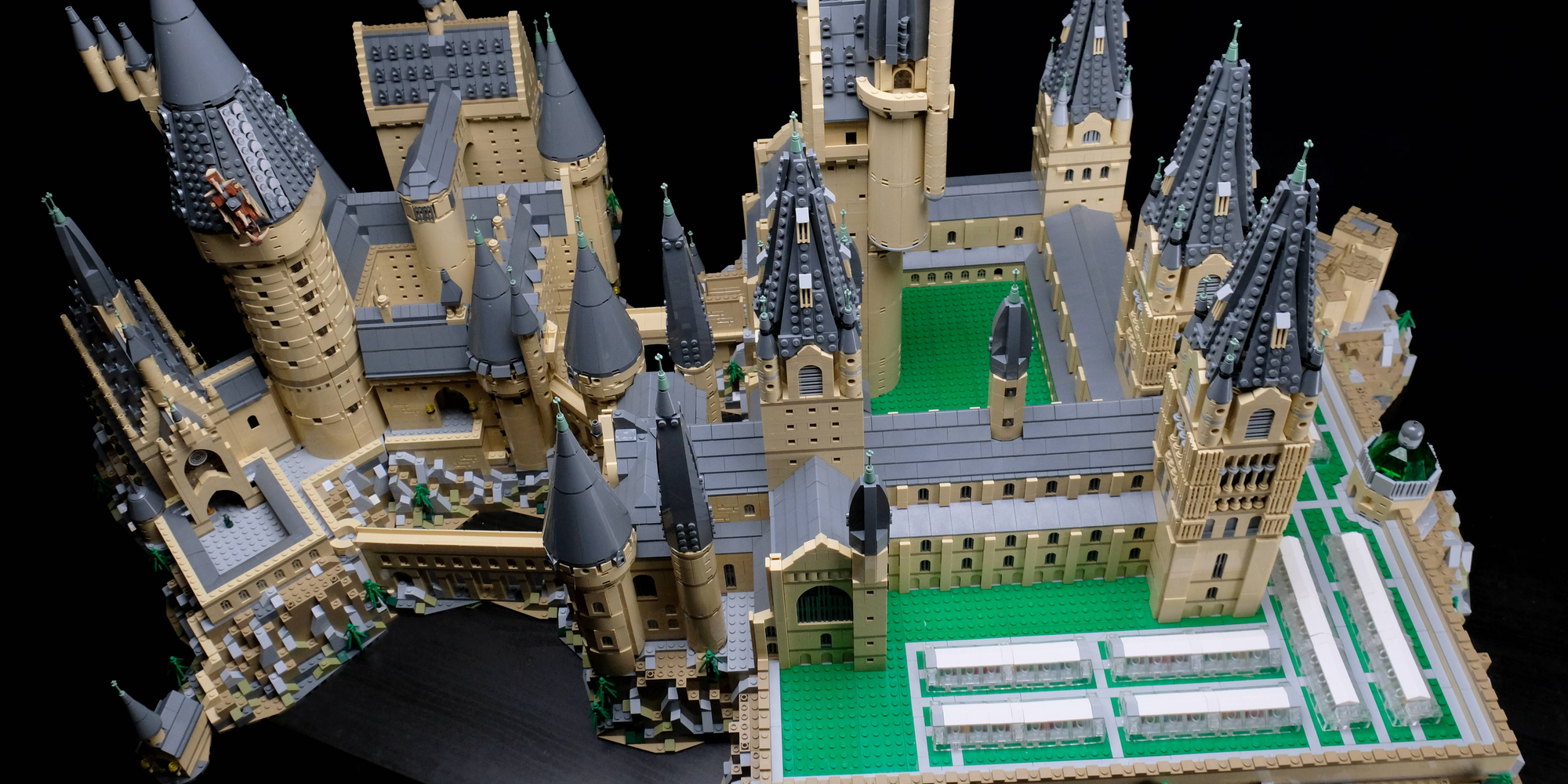 LEGO Hogwarts Castle expansion as seen overhead 