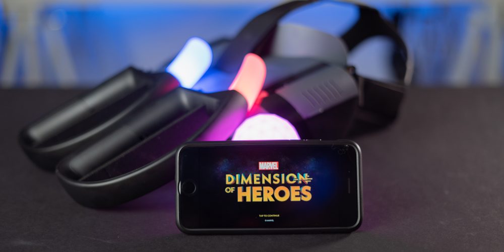 Lenovo Mirage AR with MARVEL Dimension of Heroes on table