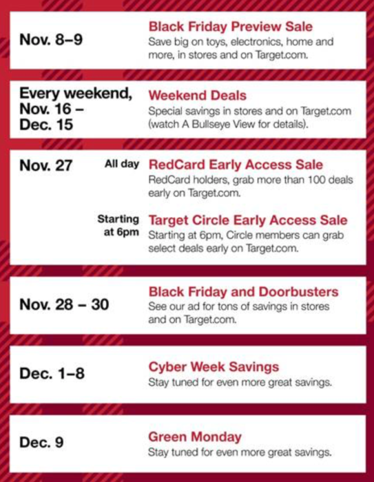 target holiday schedule 2019