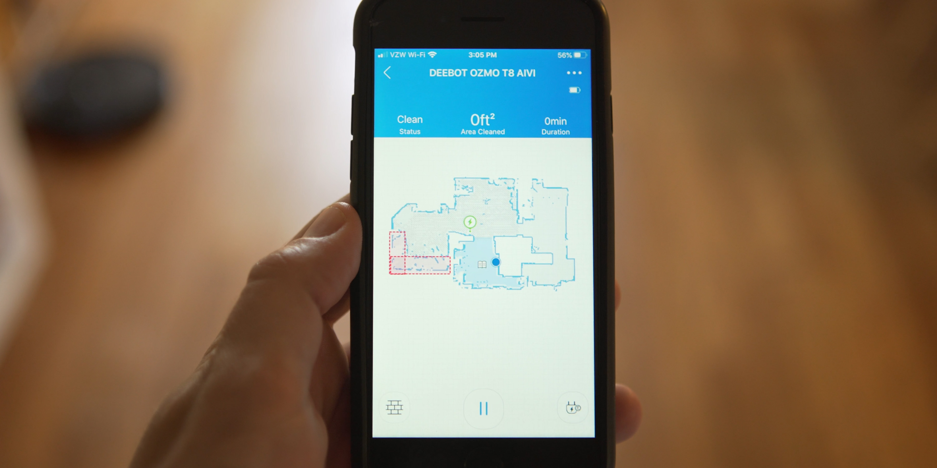 Map of floor in the ECOVACSHOME app