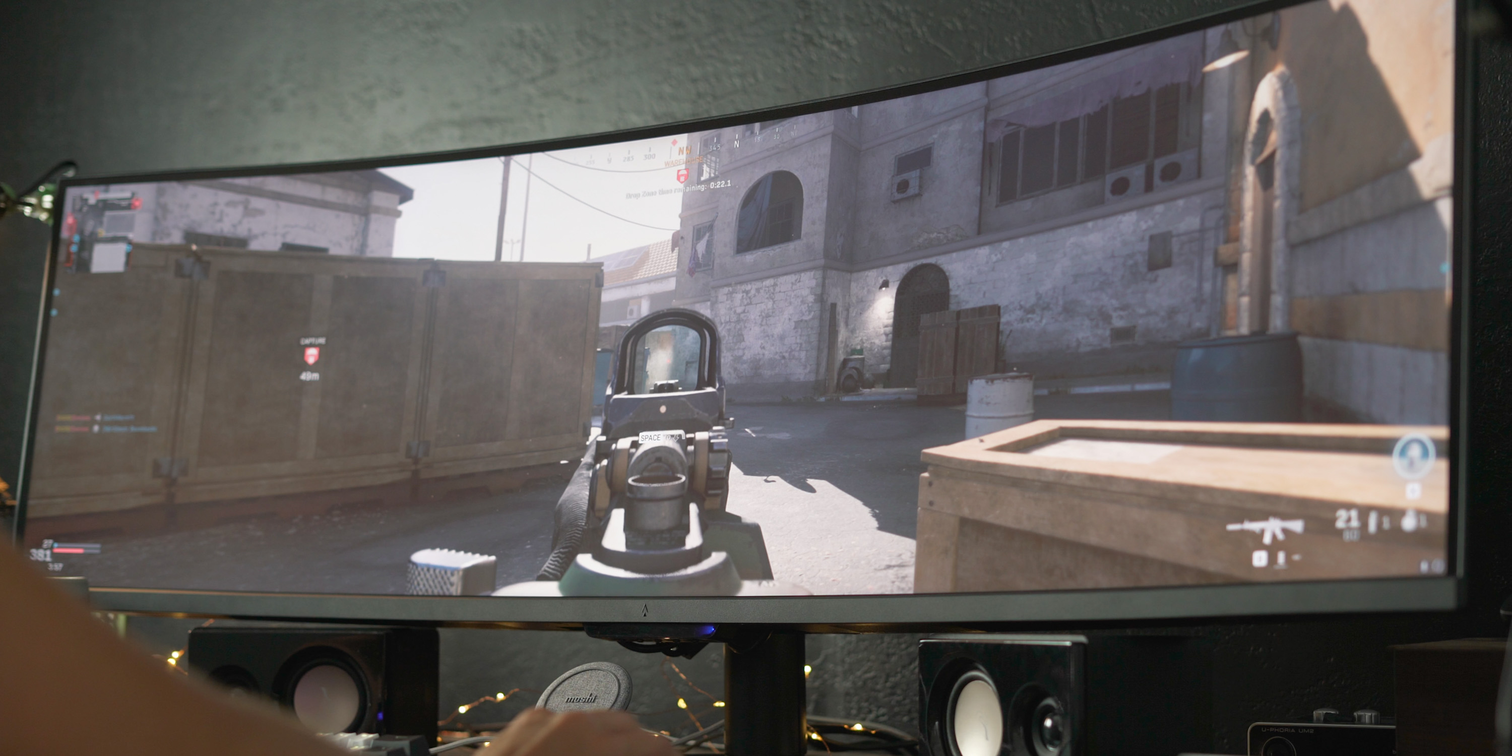 Playing Call of Duty at full resolution on the Dark Matter 49-inch gaming monitor