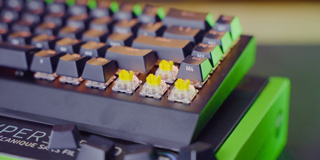 The BlackWidow V3 Mini can come with either green clicky or yellow linear switches.