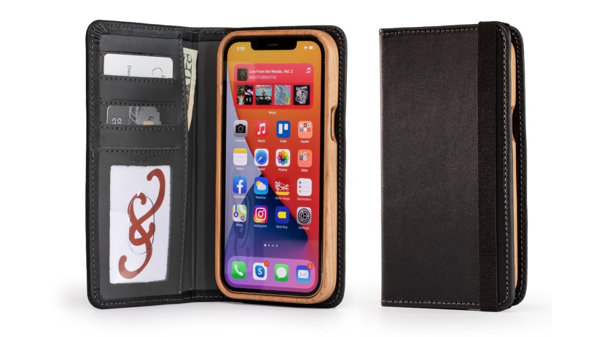iPhone 12 Wood and Leather wallet case