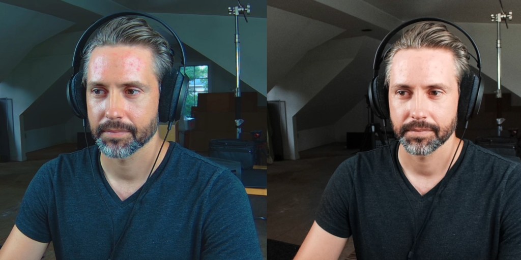 Razer Kiyo Pro on left, Elgato Facecam on right: studio lighting