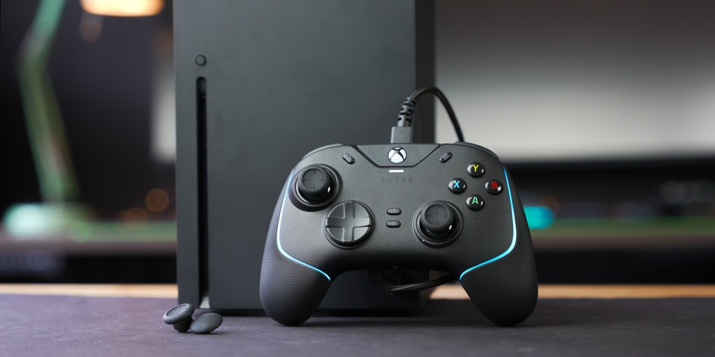 Chroma RGB on top of the controller adds a pop of custom color. 