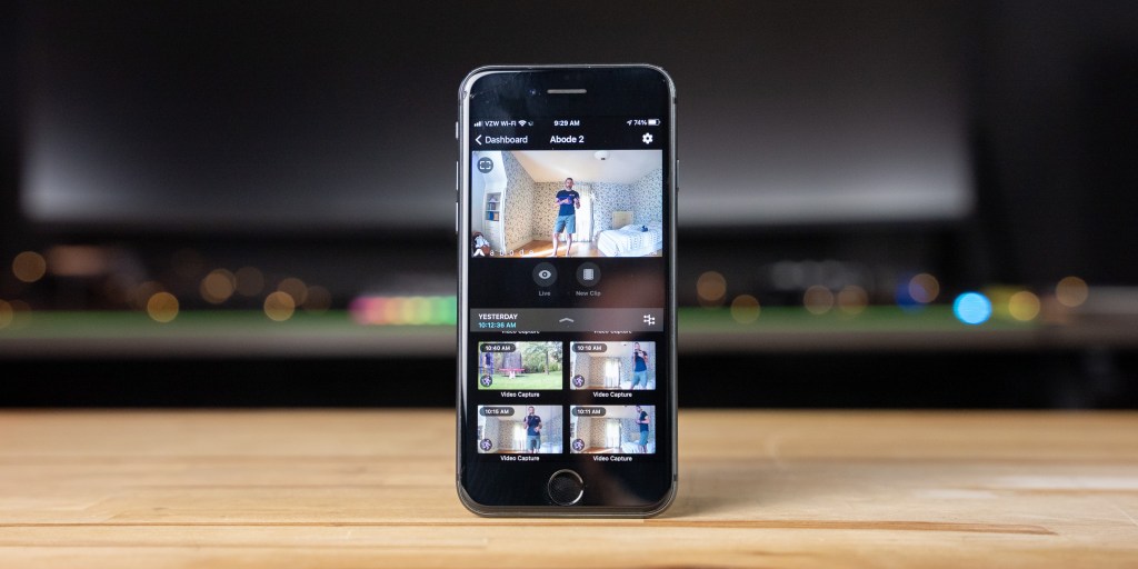 Using the Abode app with a subscription enables the event timeline and the ability to download and share clips. 