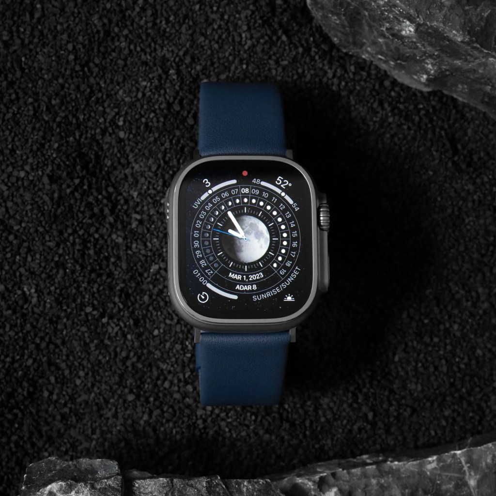 SANDMARC navy blue leather Apple Watch strap